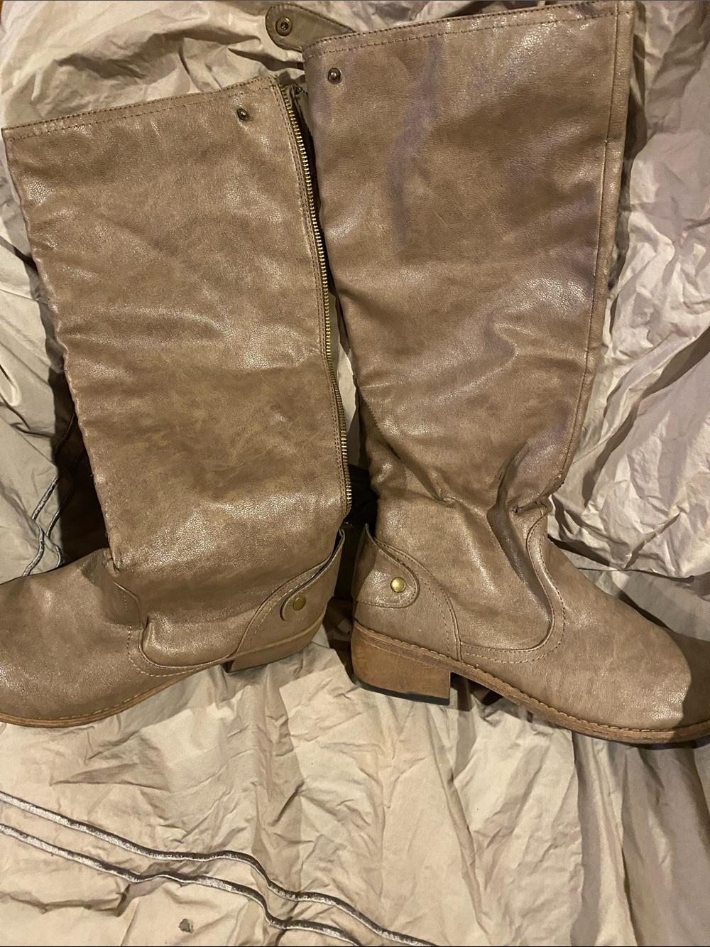 Scarlett Taupe Knee-High Heeled Boots